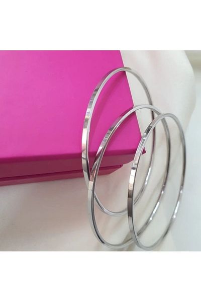 zeynep Z&d Accessory New Season Steel Silver Colored 3-Piece Rail Bracelet Set