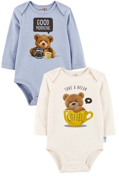 MAHFEL 100% Cotton 2-Piece Organic Printed Snap Fastener Baby Bodysuit