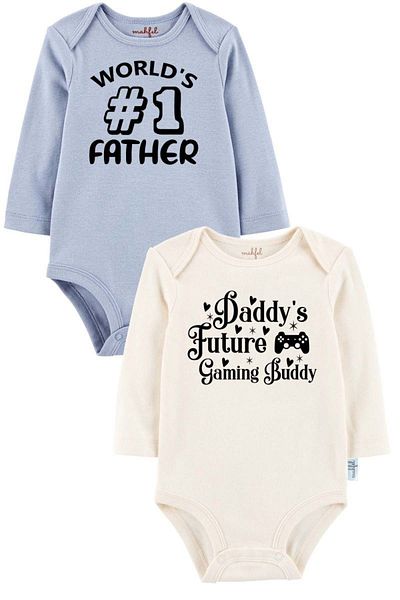 MAHFEL 2-Piece 100% Cotton Organic Printed Snap Fastener Baby Bodysuit