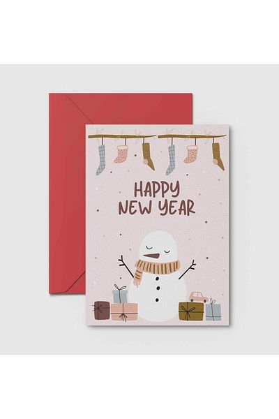 HRS Postcard - Greeting Card & Envelope New Year New Year Christmas Christmas
