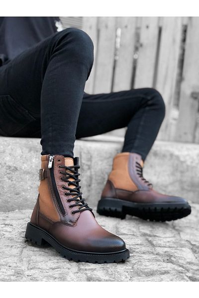 Epikoza Ανδρικές κλασικές μπότες Tan Side Zipper Ekz323mr21