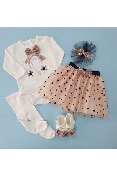 PİLEKİ BABY Baby Girl Special Birthday Starry Bow Tutu Skirt Costume