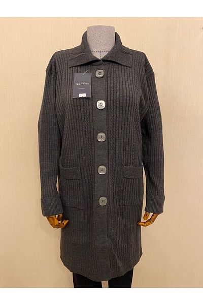 TEK Anthracite Knitwear Winter Jacket and Cardigan - Steel Knit
