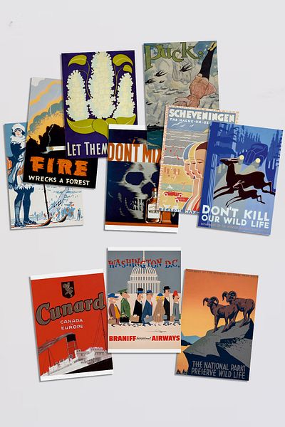 Özer Store 10 Piece Mini Poster Set Vintage Wall Decoration Card