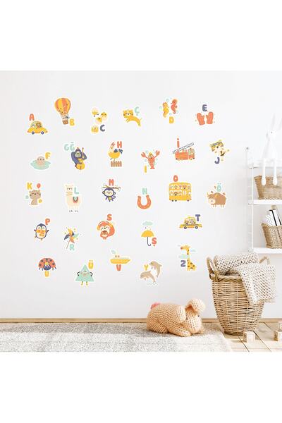 Jüppo Türkçe Alfabe Duvar Sticker, Eğitici Öğretici Duvar Sticker, Çocuk Odas...