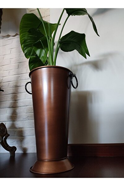 KOCHER Vazo Antik Eskitme Bakır Metal Çiçeklik Saksı Dekoratif