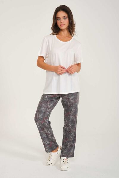 Dennis Denise Pantaloni de pijama pentru femei 100% bumbac cu imprimeu floral