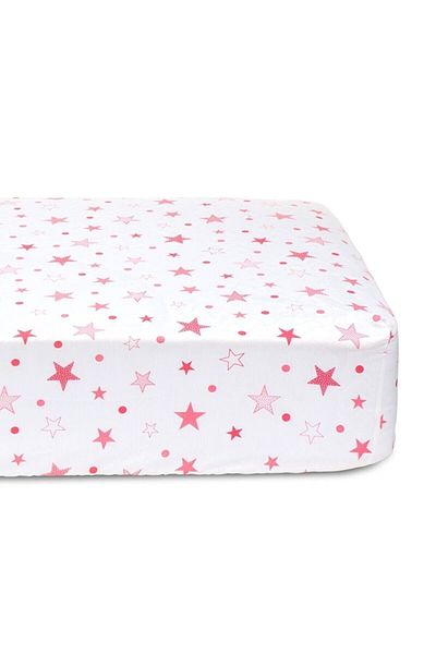 BabyMeva Baby Meva Elastic Pink Star Fitted Baby Bedsheet