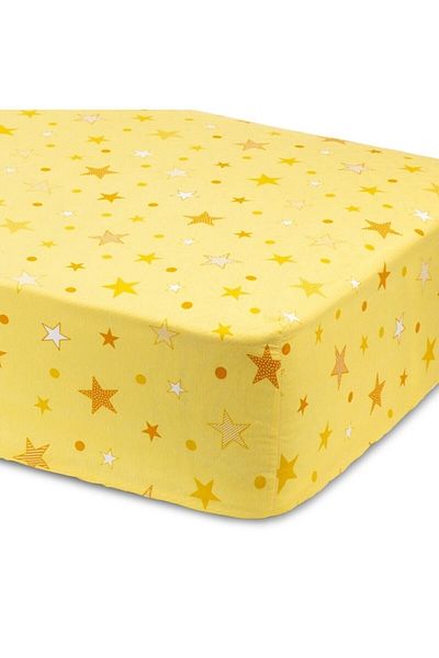 BabyMeva Baby Meva Elastic Yellow Star Fitted Baby Bedsheet