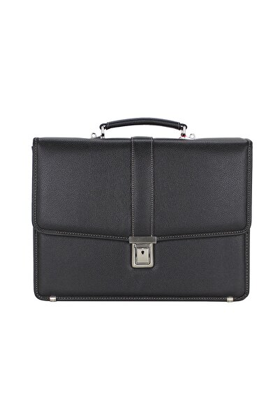 Case Club Siyah Evrak Çantası Kilit Mekanizmalı Omuz Askılı A4 Kağıt Uyumlu