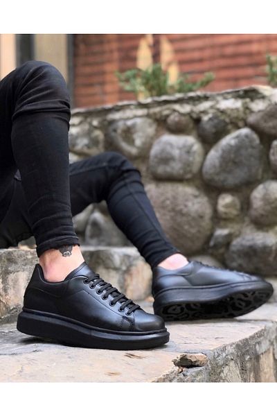Epikoza Black Lace-Up Comfortable High Sole Men's Sports Shoes Ekz652mr21