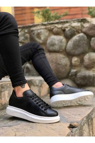 Epikoza Black Lace-Up Comfortable White High Sole Men's Sports Shoes Ekz652mr21