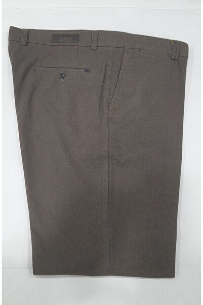 RATEKS Cotton Woven Patterned Large Size Brown Men's Trousers