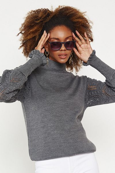 Hopoi Women's Anthracite Openwork Sweater 40090