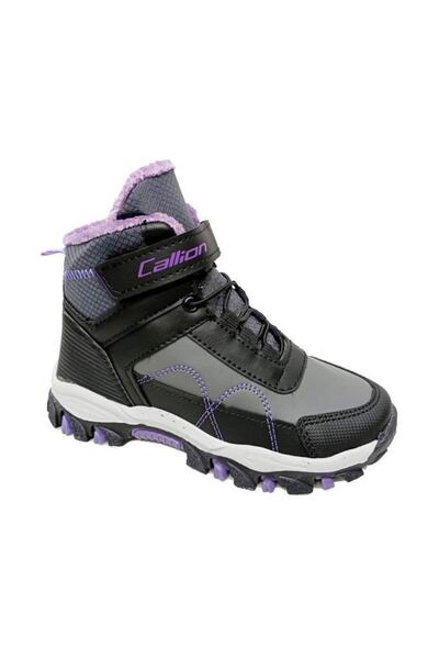 Callion 06f Deri Kız Çocuk Sneakers Bot Füme Siyah Lila