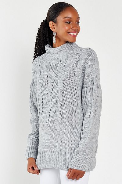 Hopoi Women's Gray Fisherman Casual Sweater 10010