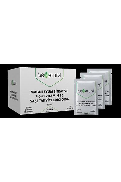 VeNatura Magnesium Citrate and P-5-P - 60 Sachets Vitamin B6 Tablets