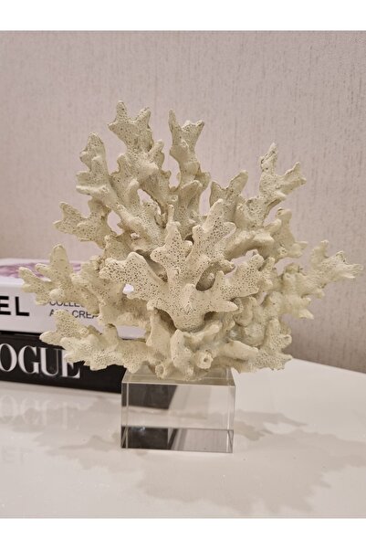 AİSYA HOME DEKOR Dekoratif Cam Kristal Beyaz Kaideli Mercan