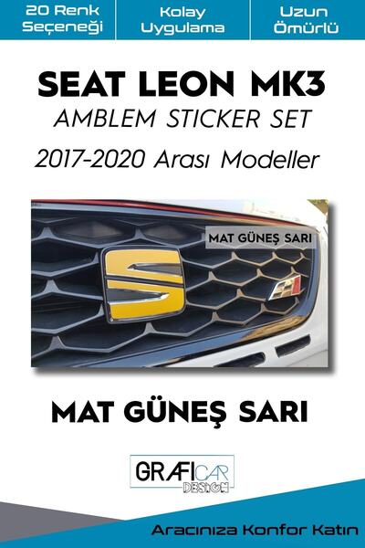GRAFİCAR مجموعة ملصقات غطاء شعار سيات ليون Mk3 2017-2020/مكياج