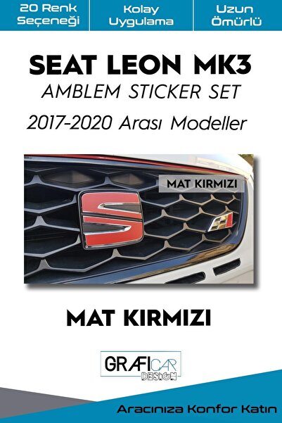 GRAFİCAR مجموعة ملصقات غطاء شعار سيات ليون Mk3 2017-2020/مكياج