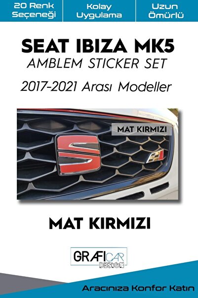GRAFİCAR مجموعة ملصقات غطاء شعار سيات إيبيزا Mk5-2017-2021/بدون مكياج