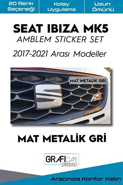 GRAFİCAR مجموعة ملصقات غطاء شعار سيات إيبيزا Mk5-2017-2021/بدون مكياج