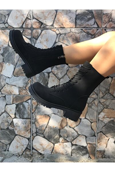 BAYRAMOĞLU KUNDURA Byk 216 Siyah Nubuk Deri Hafif Tabanlı Fermuarlı Günlük Ra...