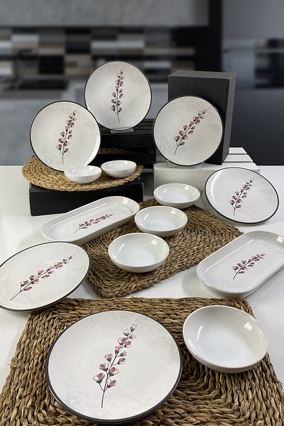 Keramika Sakura 14 Piece Breakfast Set for 6 People