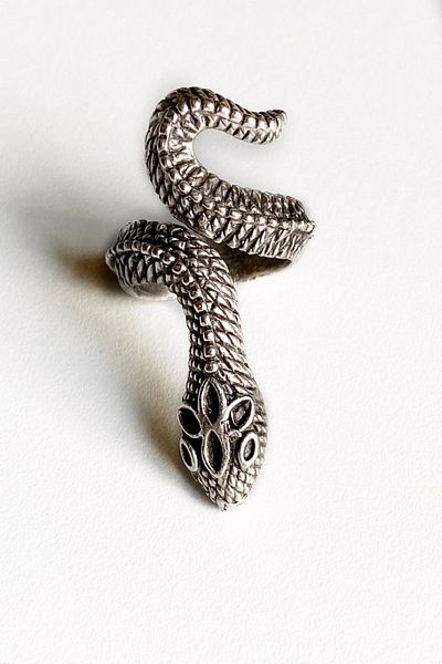 axexuar Snake Thick Model Adjustable Silver Color Men's Women's Ring