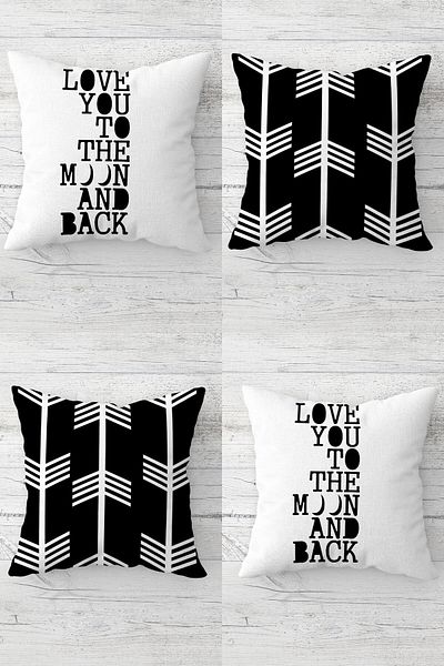 linazaitun Love You To The Moon And Back Hidden Zippered Throw Pillow Cover Seat Pillow Cover Set (4pcs)