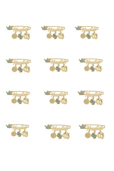 Smyak Mashallah Baby Gift Blue Written Lapel Pin 12 Pack