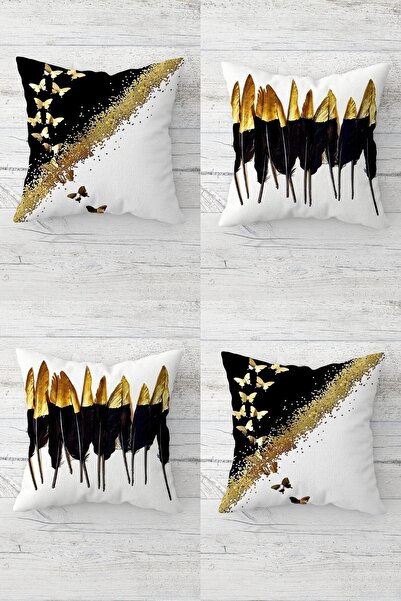 Pelangi Butterflies And Feather Pattern Concealed Zippered Throw Pillow Cover...