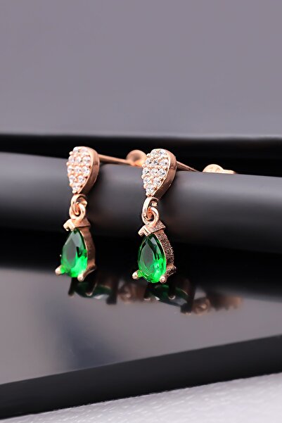 Miavi Silver 925 Ayar Gümüş Yeşil Taşlı Damla Küpe