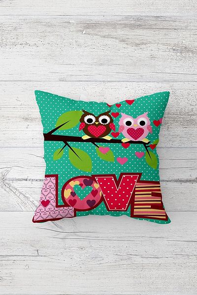 linazaitun Cute Owls Patterned Hidden Zippered Throw Pillow Cover Sofa Pillow Cover Set (4pcs)