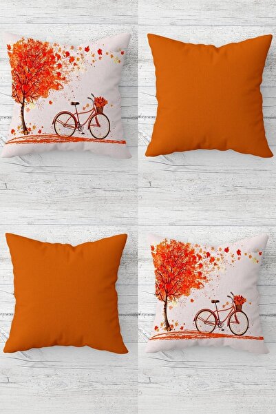 Pelangi مجموعة أغطية وسائد أنيقة مكونة من 4 قطع منقوشة على شكل أوراق الشجر وا...