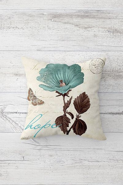 on the clouds Peace Love Hope Conqueror Flowers Concealed Zippered Throw Pillow Cover Seat Pillow Case Set (4pcs)
