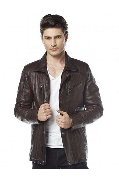 Hodore Strone Brown Leather Coat
