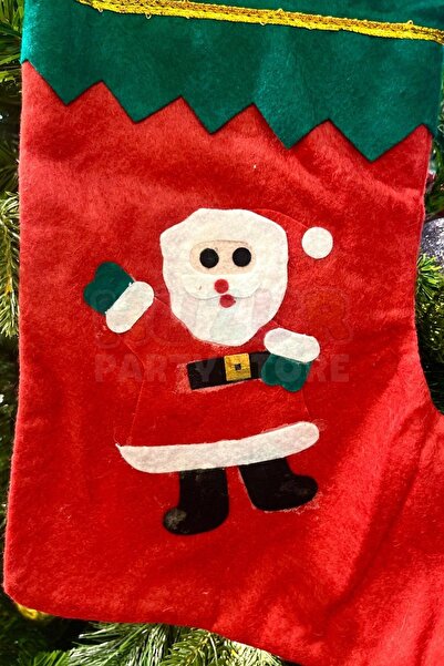 Huzur Party Store Χριστουγεννιάτικες κάλτσες Άγιου Βασίλη 25x35 εκ. Κόκκινο πράσινο πολύχρωμο Πρωτοχρονιάτικο Δέντρο Πεύκου Κρεμαστό Διακοσμητικό