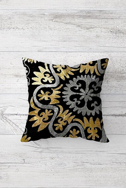 on the clouds Gold Geometric Shapes Patterned Hidden Zippered Throw Pillow Cover Sofa Pillow Cover Set (4pcs)