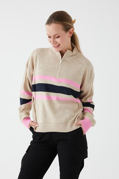 Aslında Look Pulover din tricot cu jumătate de fermoar