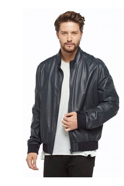 Hodore Trista Navy Blue Double Sided Leather Jacket