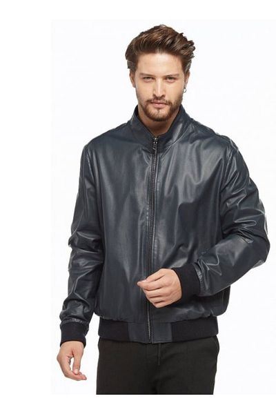 Hodore Trista Navy Blue Double Sided Leather Jacket