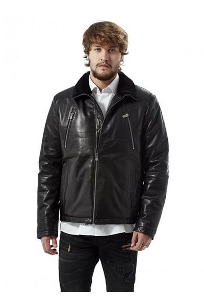 Hodore Gomis Fur Collar Leather Coat