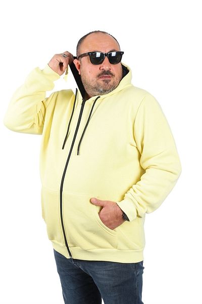 MocGrande Μεγάλο μέγεθος Unisex Hooded 3ip Sweat 11701 Κίτρινο