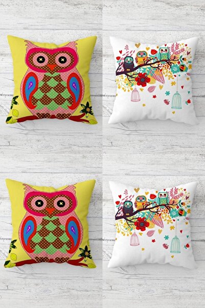 Pelangi Cute Owl on the Branch Owl Pattern Hidden Zippered Throw Pillow Cover...