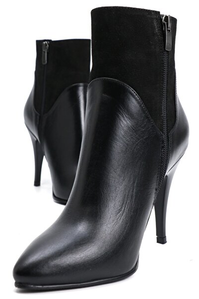 OZ DOROTHY Siyah Süet Deri Garni Detaylı Kadın Deri Bot