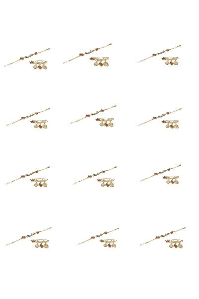 Smyak ما شاء الله هدية طفل مكتوبة طية صدر السترة دبوس وسوار 12 حزمة