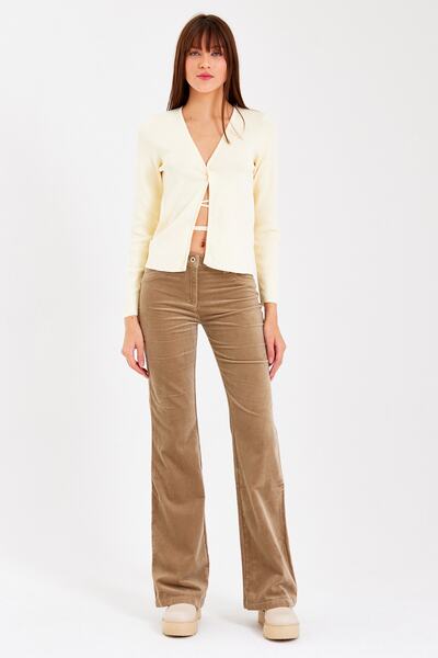 soBasic Pantaloni drepti din catifea Mink Flare