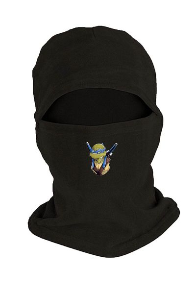 Zeron Tasarım Ninja Turtles Printed Winter Fleece Snow Mask Black Bll3334