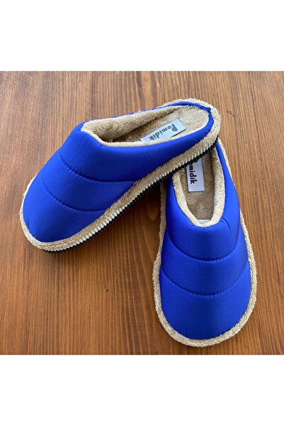 Pomidik Kadın Peluş Önü Kapalı Ev Terliği Saks Mavi